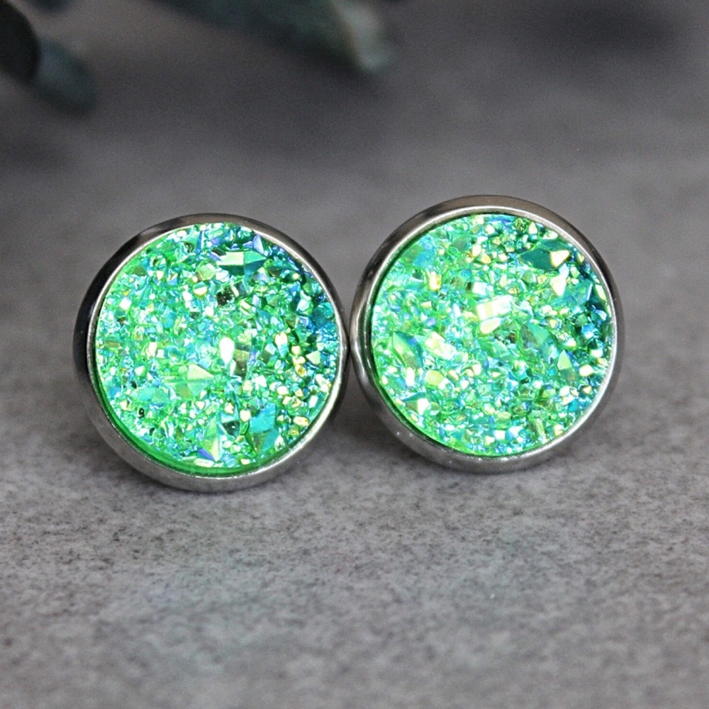 Green Stud Earrings, Green Earrings, Green Posts